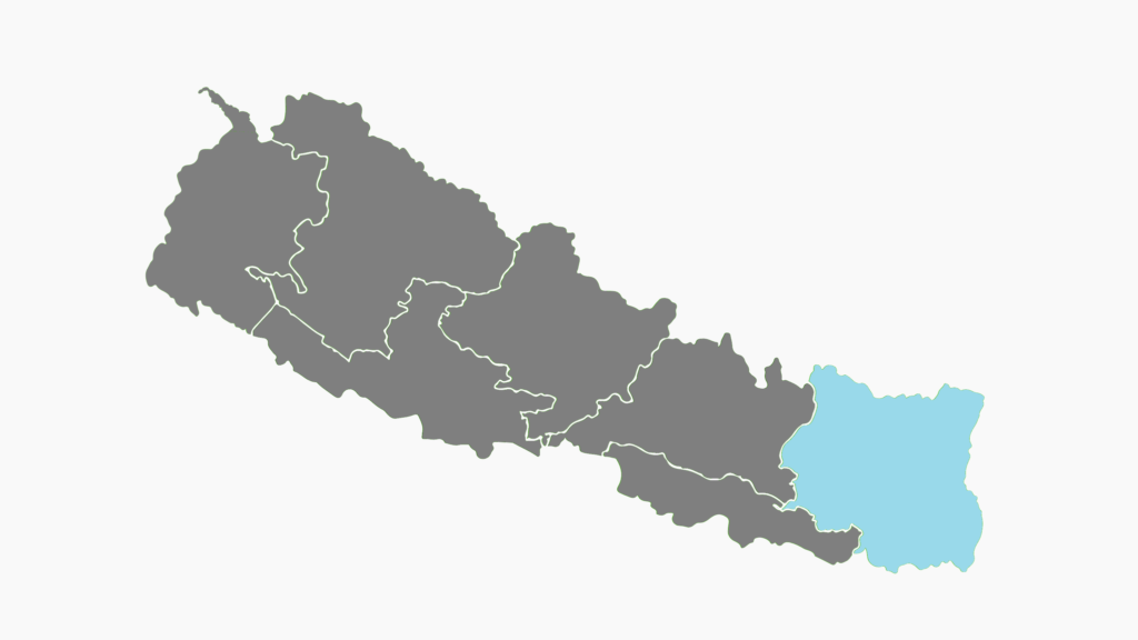 map of Nepal with visited regions highlighted