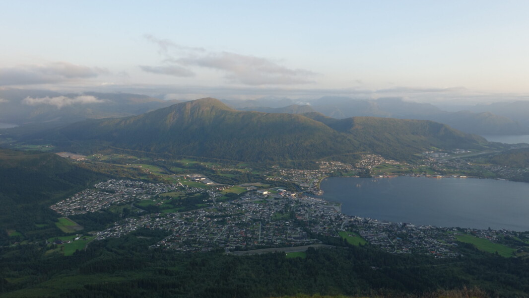 Ørsta evenings View of Ørsta from Vallahornet