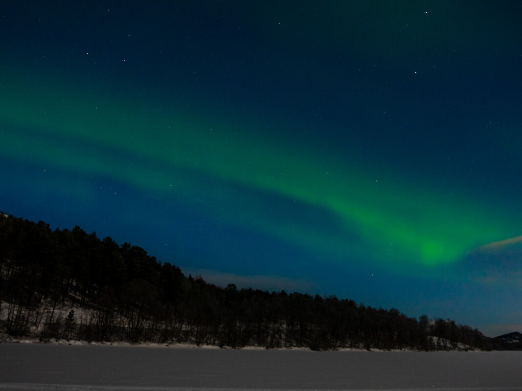 A shadow of the displays further south that night A northern lights display over Alta