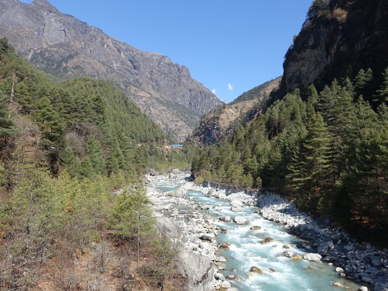 Dudh Koshi approaching Rimijung (or Thulo Gumela)