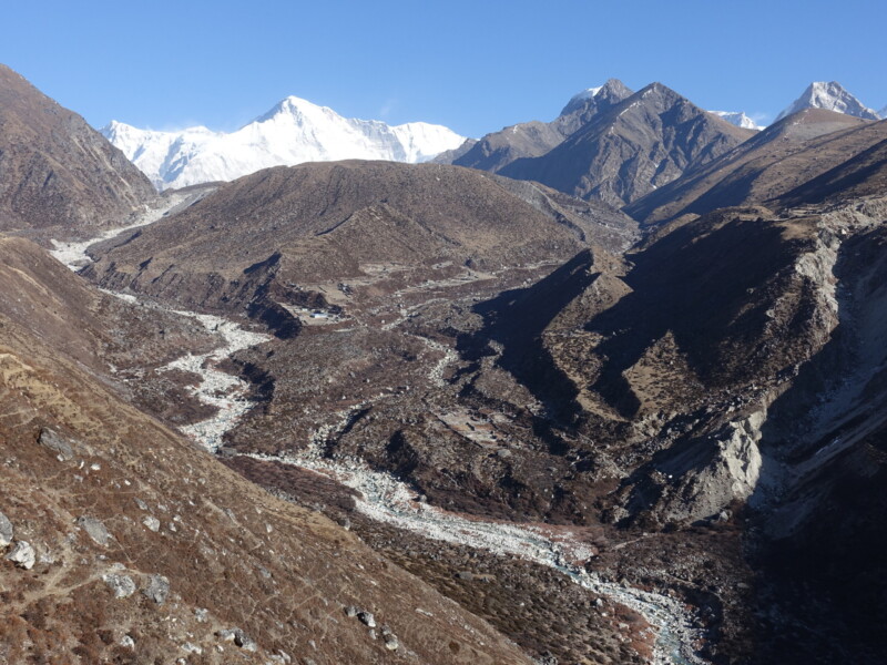 North, up Ngozumpa Valley toward Cho Oyu Cho Oyu