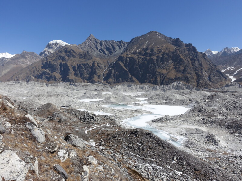Ngozumpa Glacier from my ill-advised moraine walk Ngozumpa Glacier