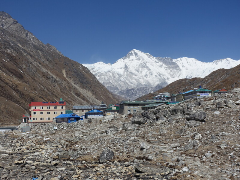 Cho Oyu rising from behind Gokyo Gokyo and Cho Oyu