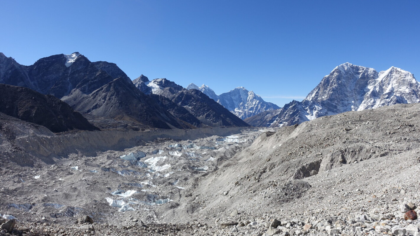 Khumbu Glacier reaching south toward Lobuche East Lobuche East and Khumbu Glacier
