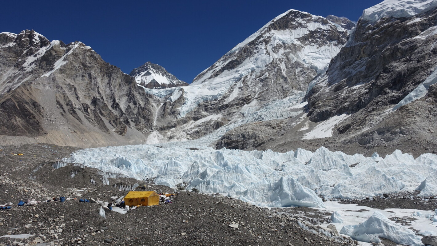 Seracs from the Khumu Icefall becoming the khumbu Glacier Everest Base Camp
