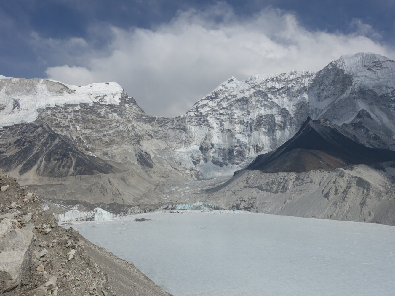 Baruntse (7162m) and Num Ri (6635m) rising from Imja Tsha Imja Tsha