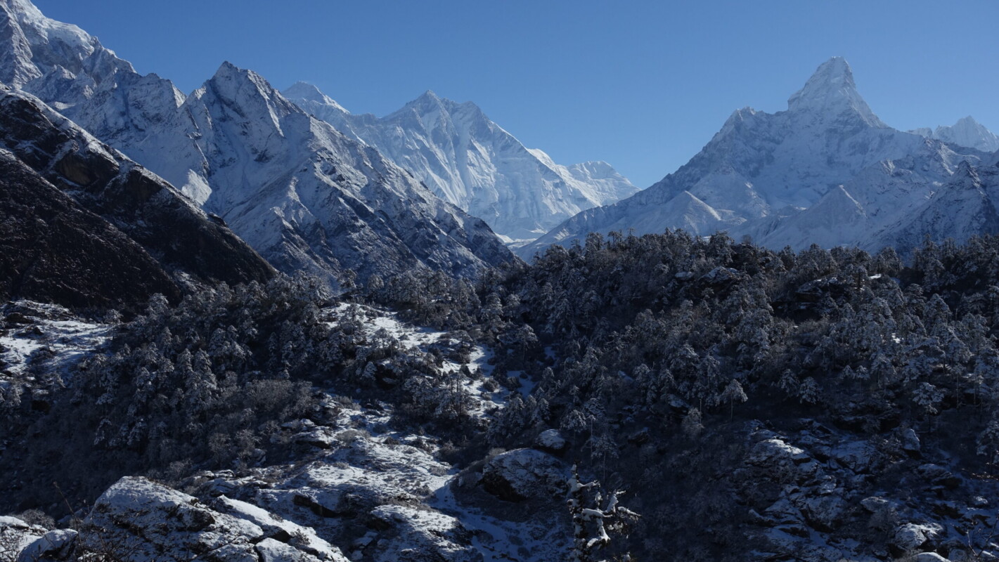 My final views of Ama Dablam and the Everest Massif Ama Dablam and Lhotse