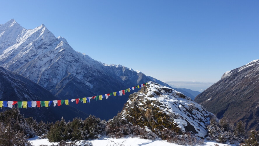 Snowy prayer flags