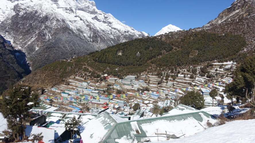 A fresh look for Namche after the snow Snowy Namche Bazaar