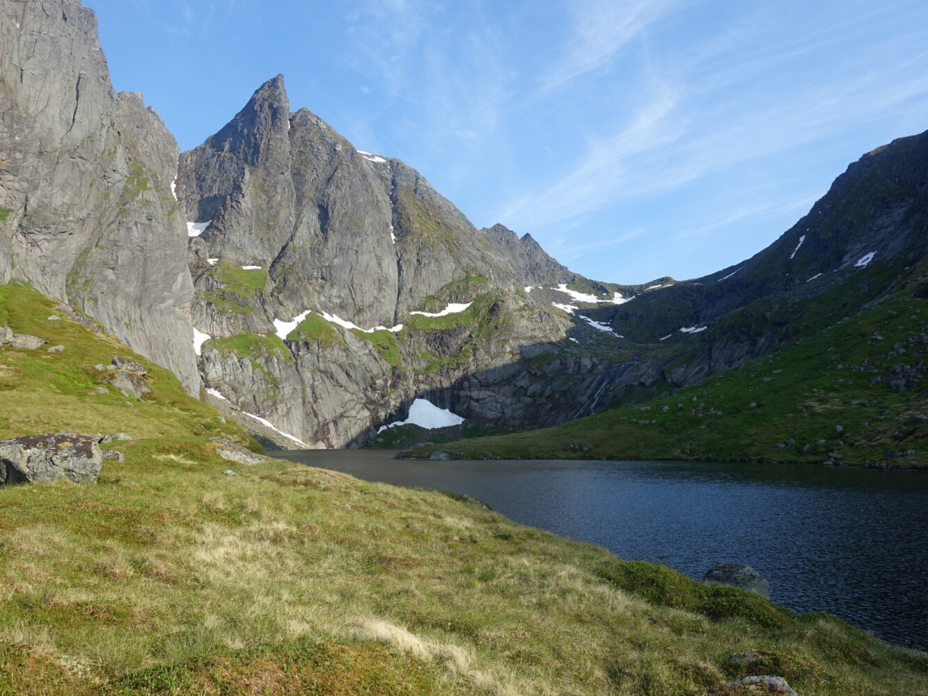 Evening views from my Austerdalsvatnet campsite Austerdalsvatnet and Munken