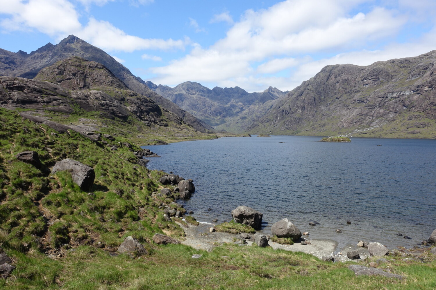 Loch Coruisk with the imposing wall of the Cuillin in the background Loch Coruisk