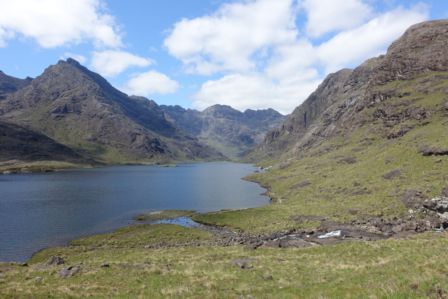 Loch Coruisk with the imposing wall of the Cuillin in the background Loch Coruisk