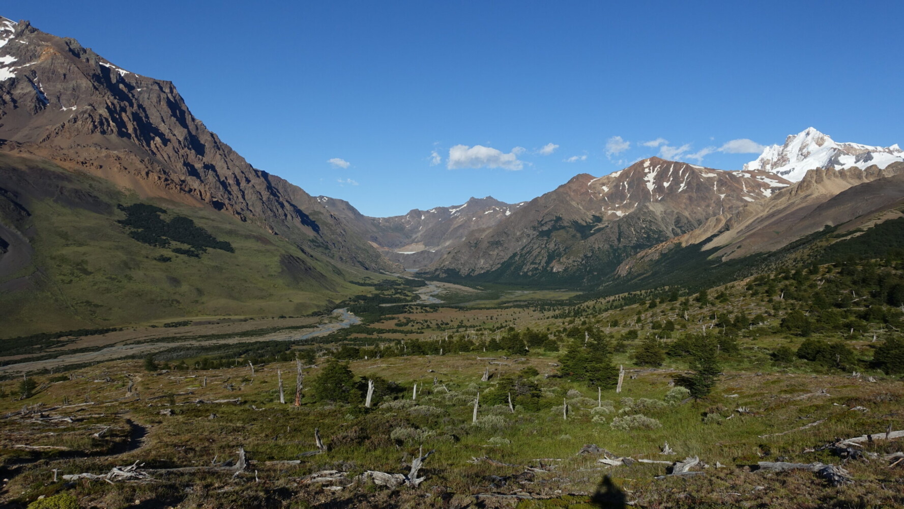 View toward Glaciar Rio Tunel Inferior on the way to Toro Camp on Huemel Circuit