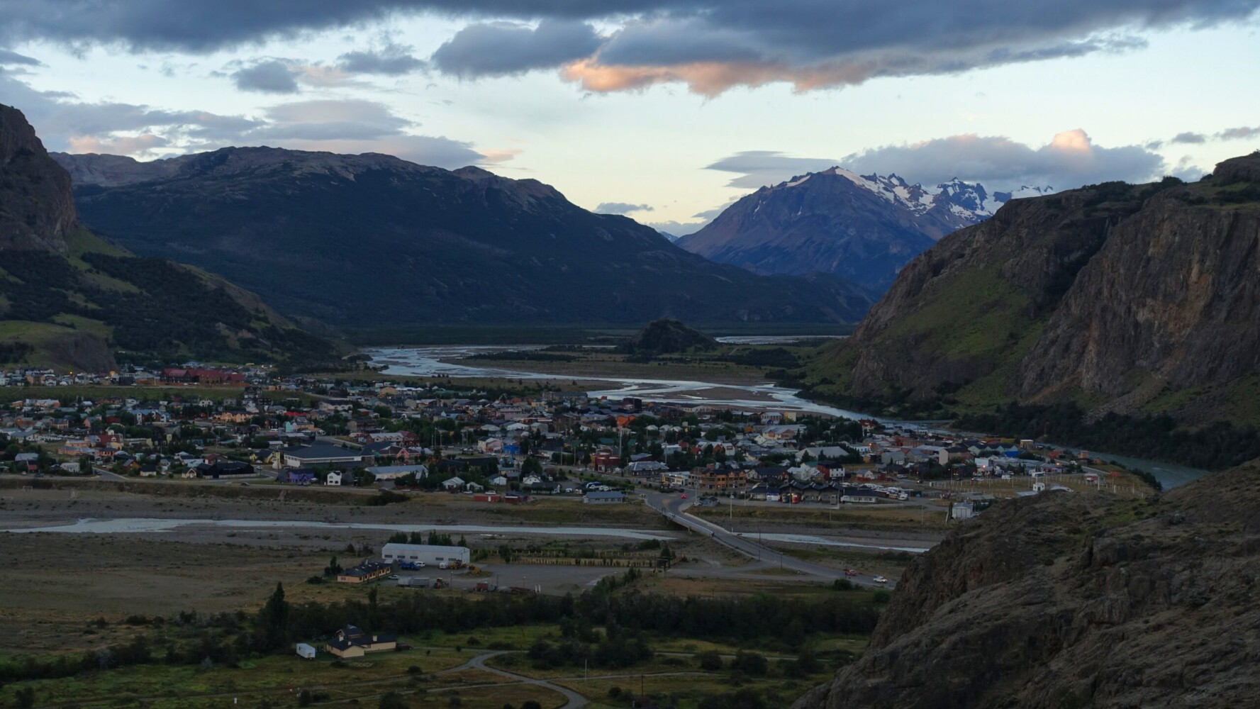 El Chalten from Mirador de los Condores at sunset