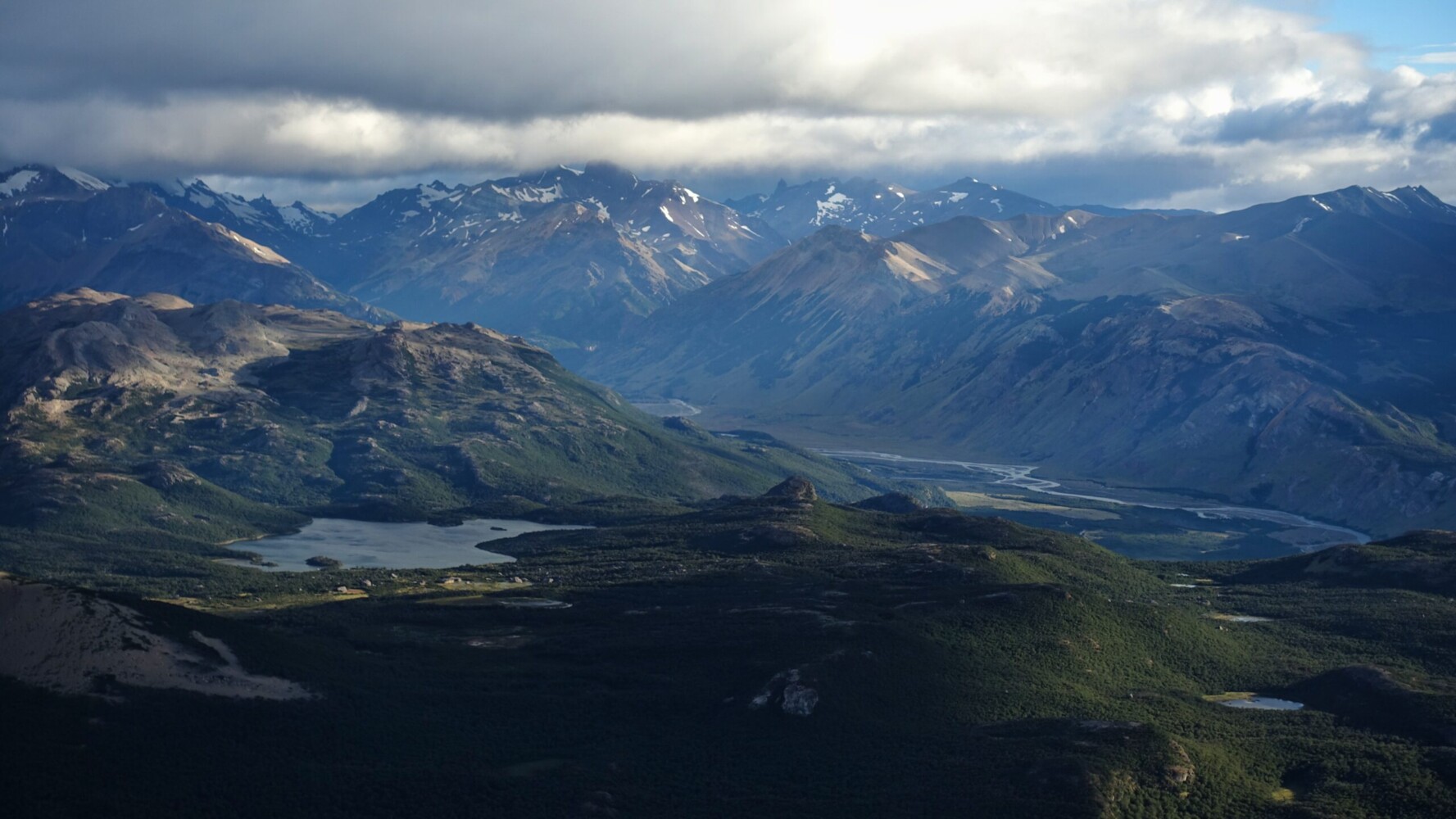 Moody lighting over the mountains outside El Chalten