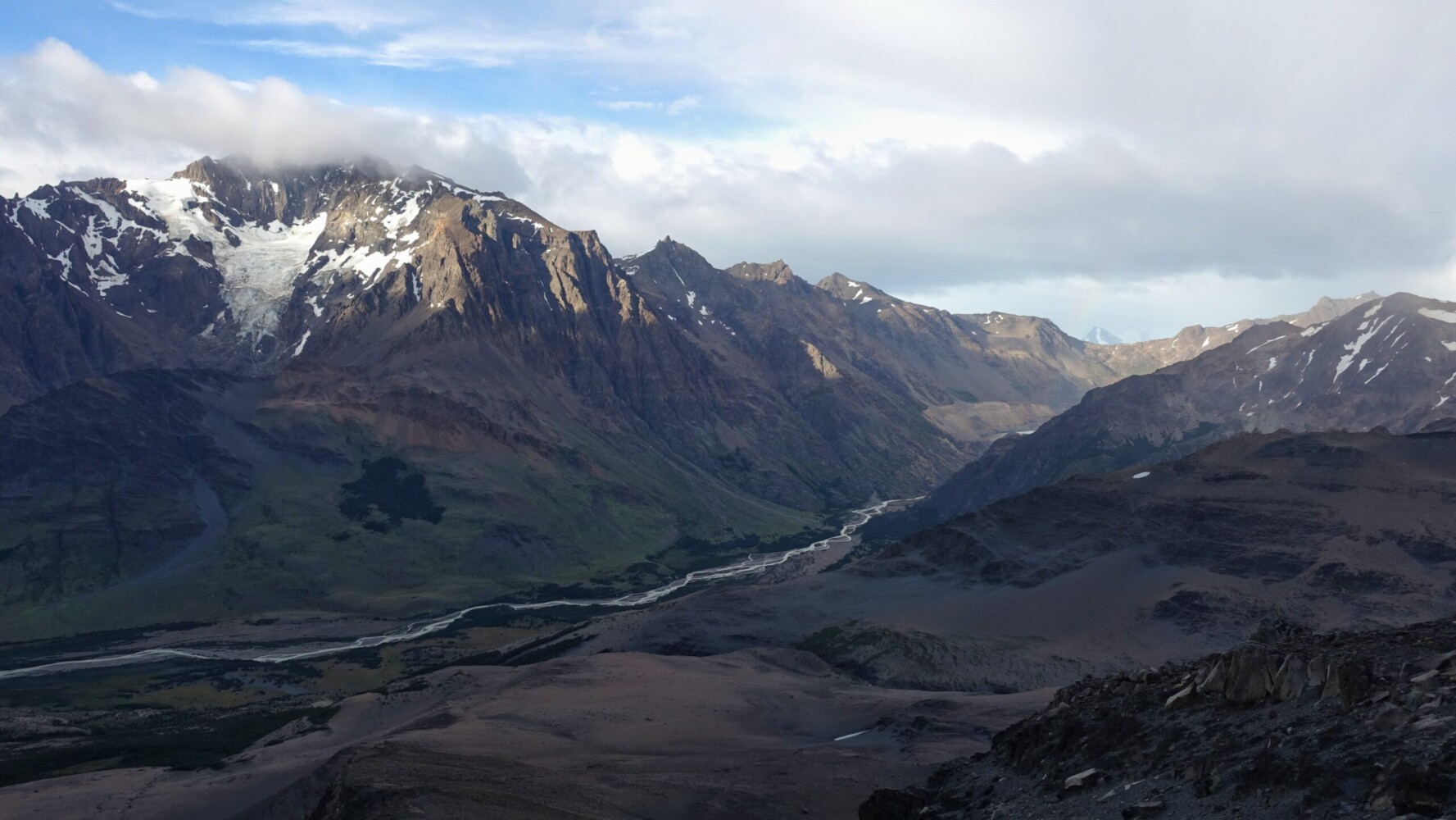 Moody lighting over the mountains outside El Chalten