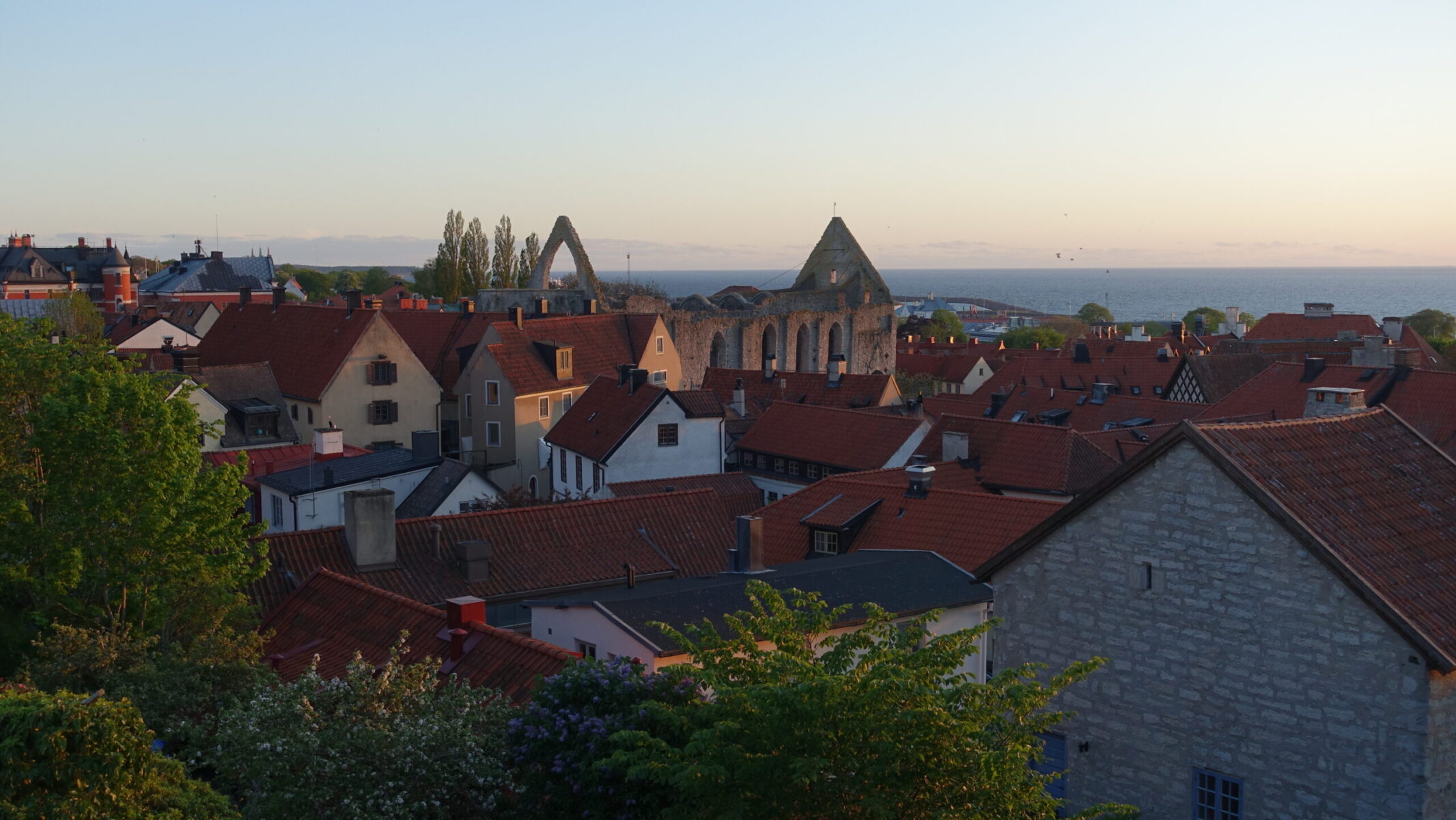 visby old town at sunset