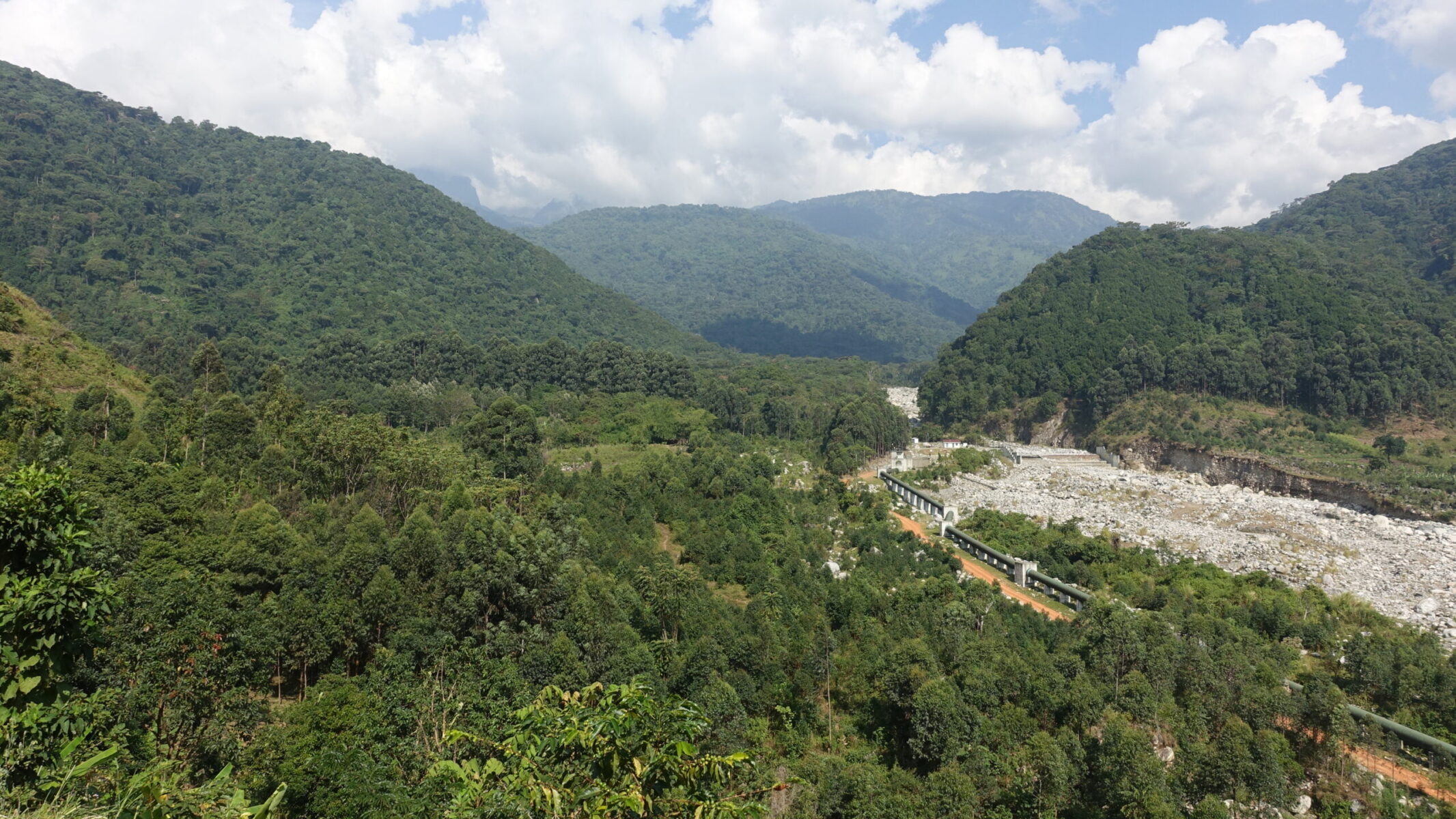 Some of my last hill views, looking up the River Nyamwamba just outside Kyanjuki Village Rwenzori foothills and River Nyamwamba