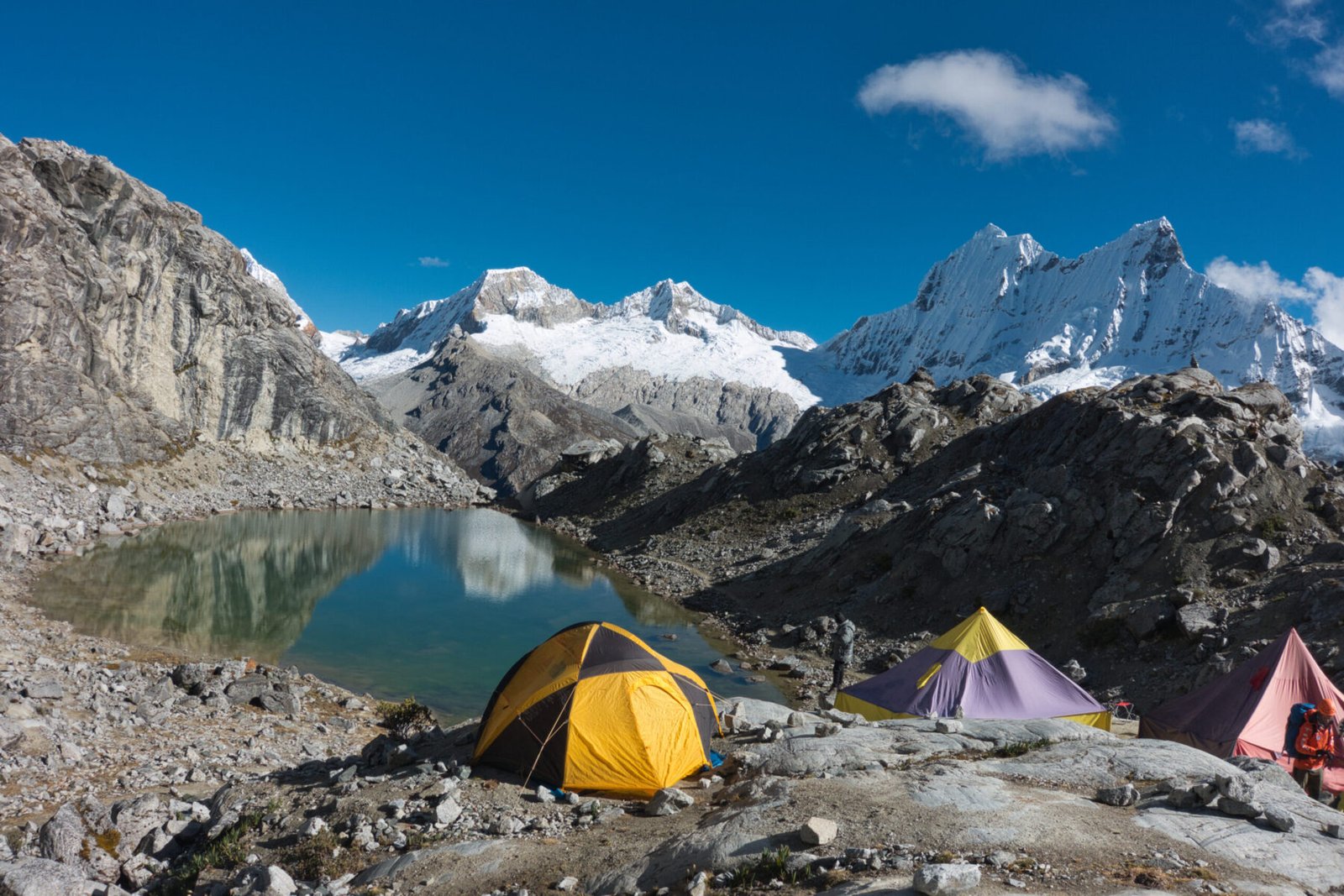 Yanapaccha Moraine Camp under clear skies Yanapaccha Moraine Camp