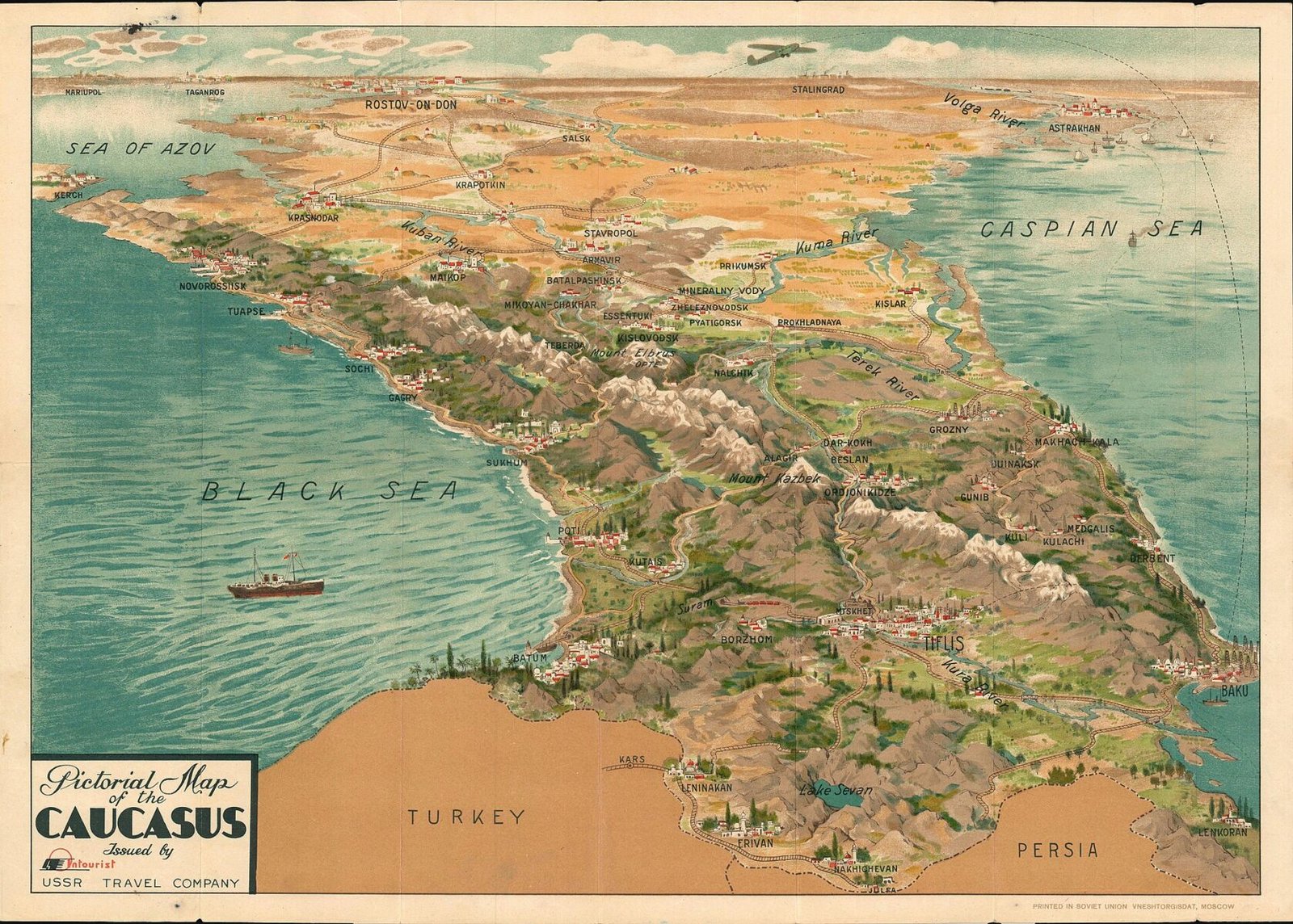 Soviet era tourism map of Cuacusus